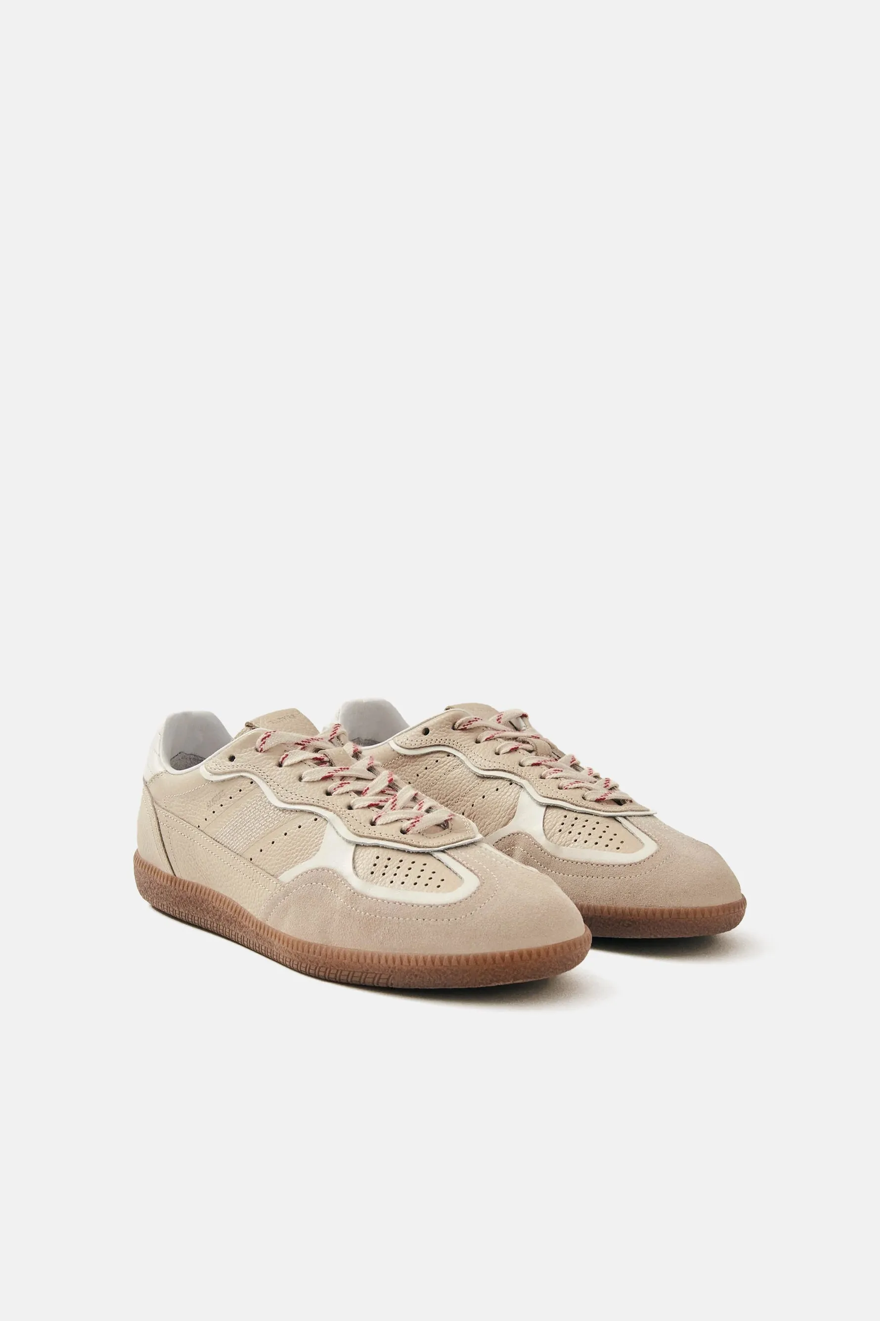 490 Rife Grain Cream Leather Sneakers - Cream