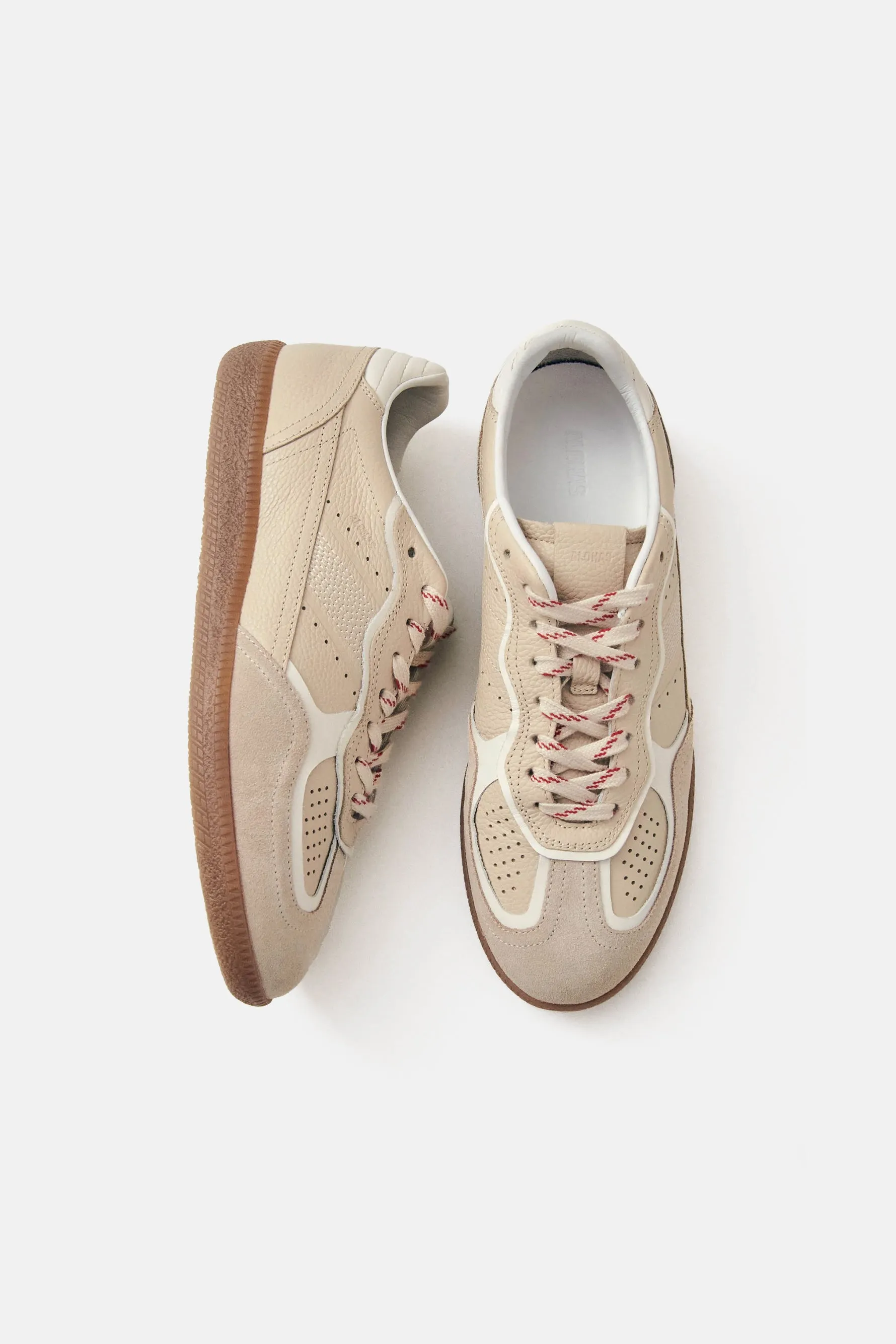 490 Rife Grain Cream Leather Sneakers - Cream