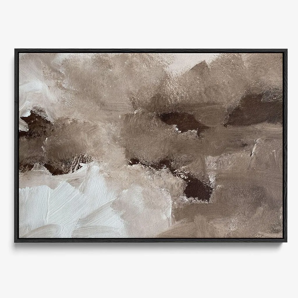 Abstract Brown Shapes Framed Canvas