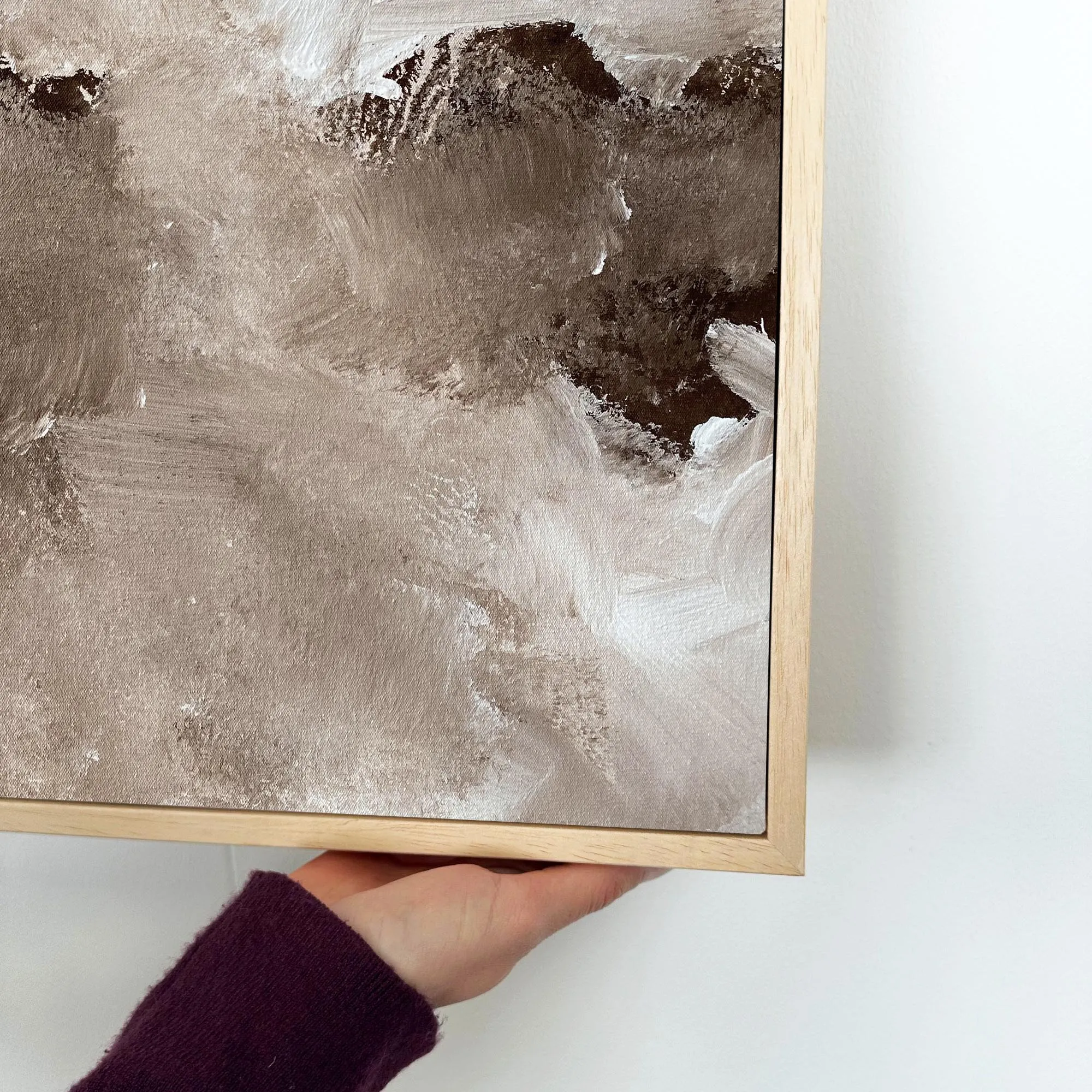 Abstract Brown Shapes Framed Canvas