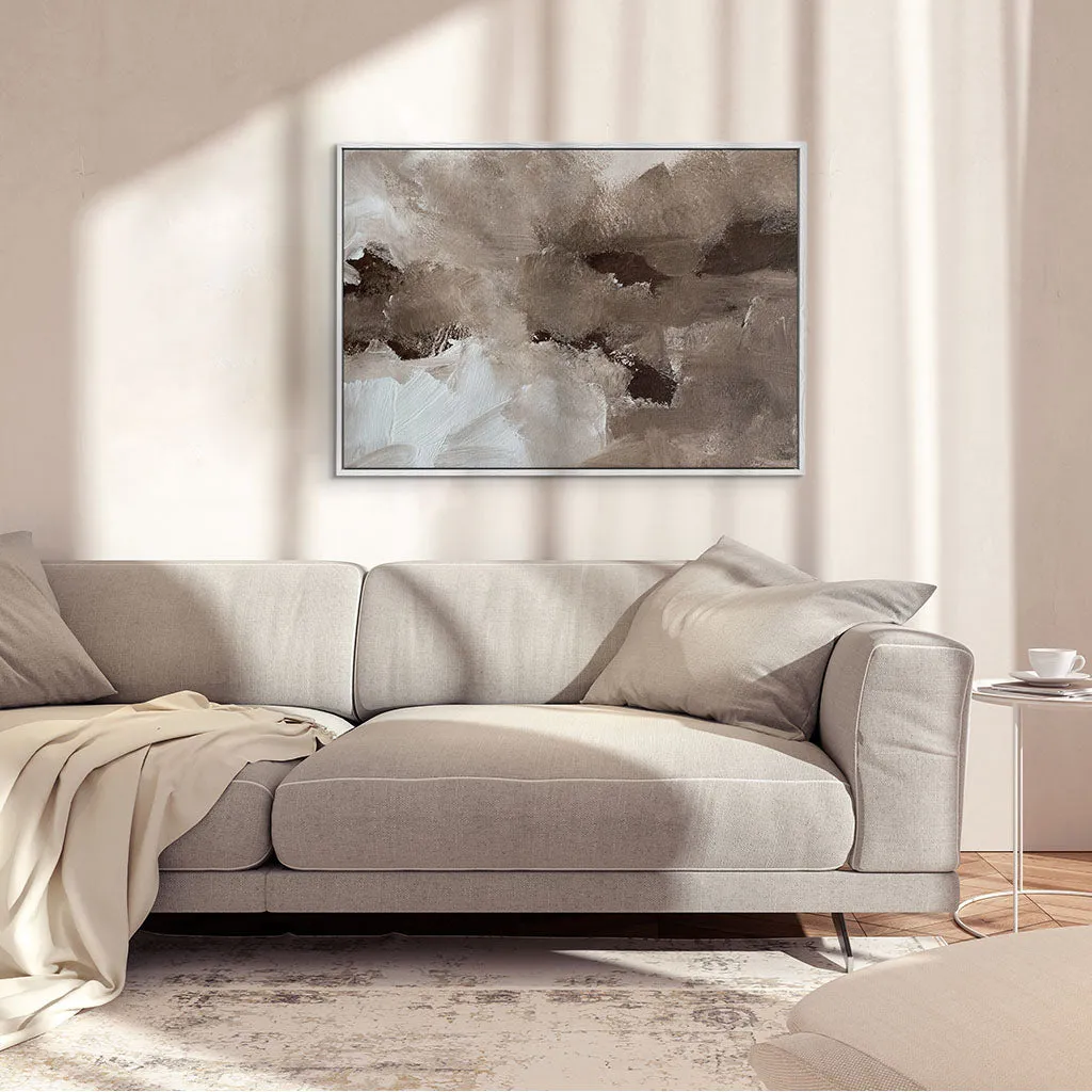 Abstract Brown Shapes Framed Canvas
