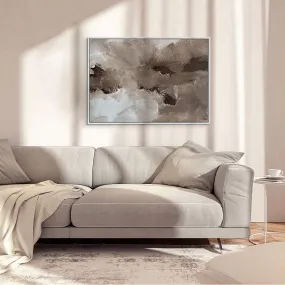Abstract Brown Shapes Framed Canvas