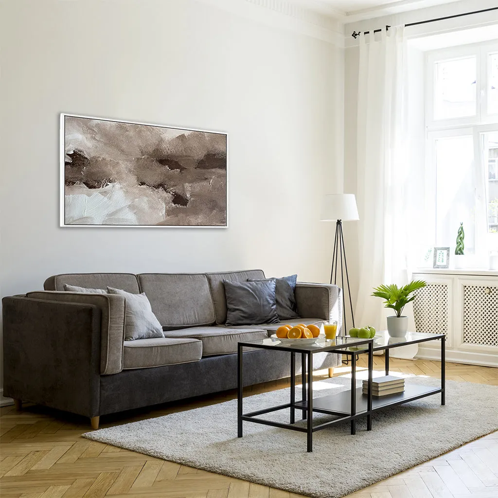 Abstract Brown Shapes Framed Canvas