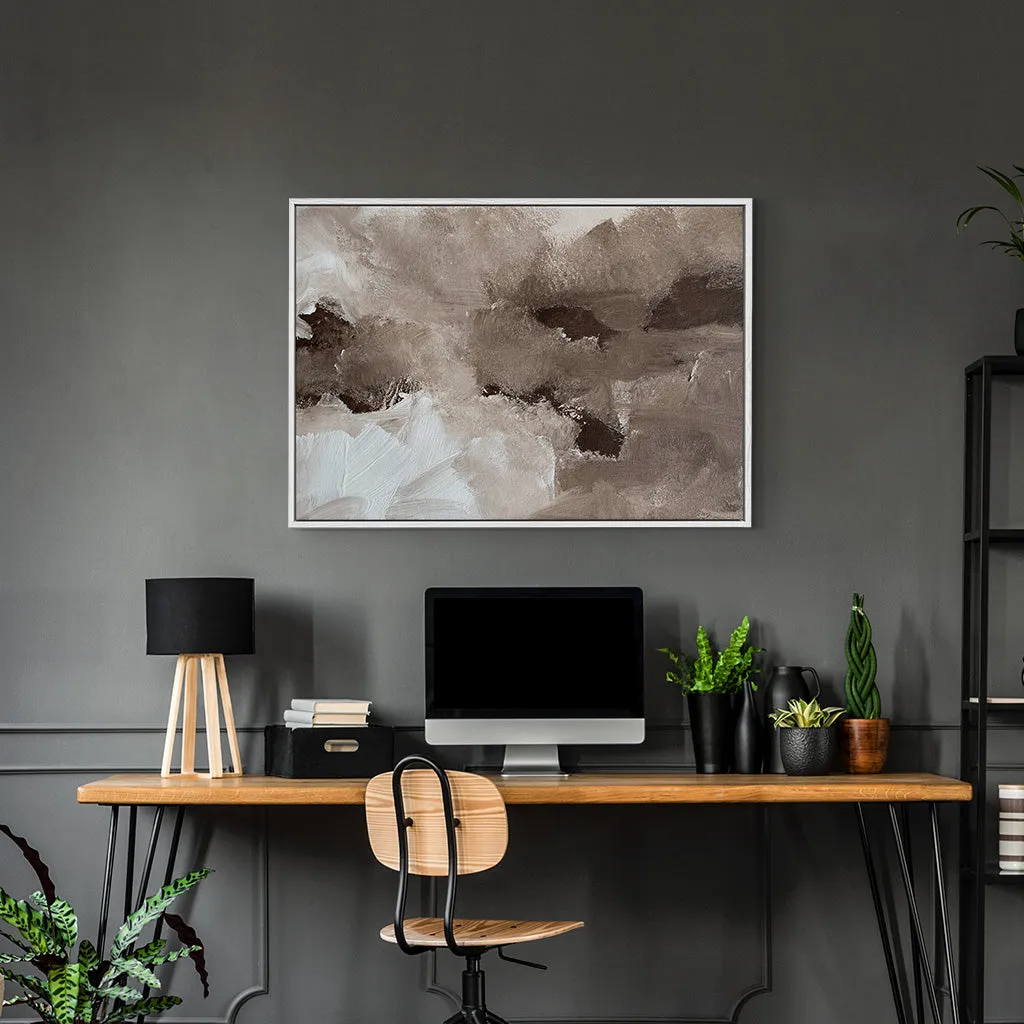 Abstract Brown Shapes Framed Canvas
