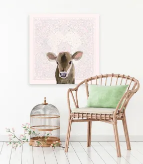 Baby Brown Cow - Bandana Canvas Wall Art