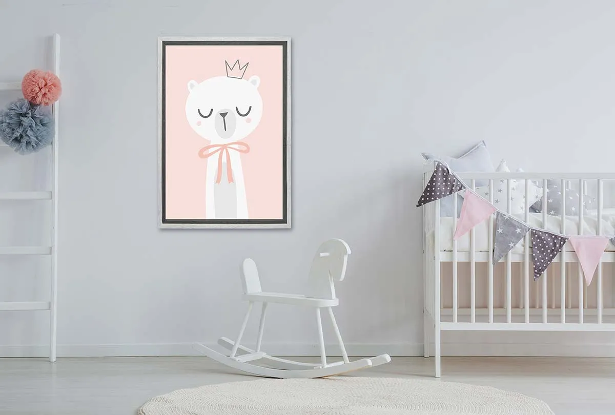 Bear with Crown Pink | Scandinavian Kid's Wall Art Print