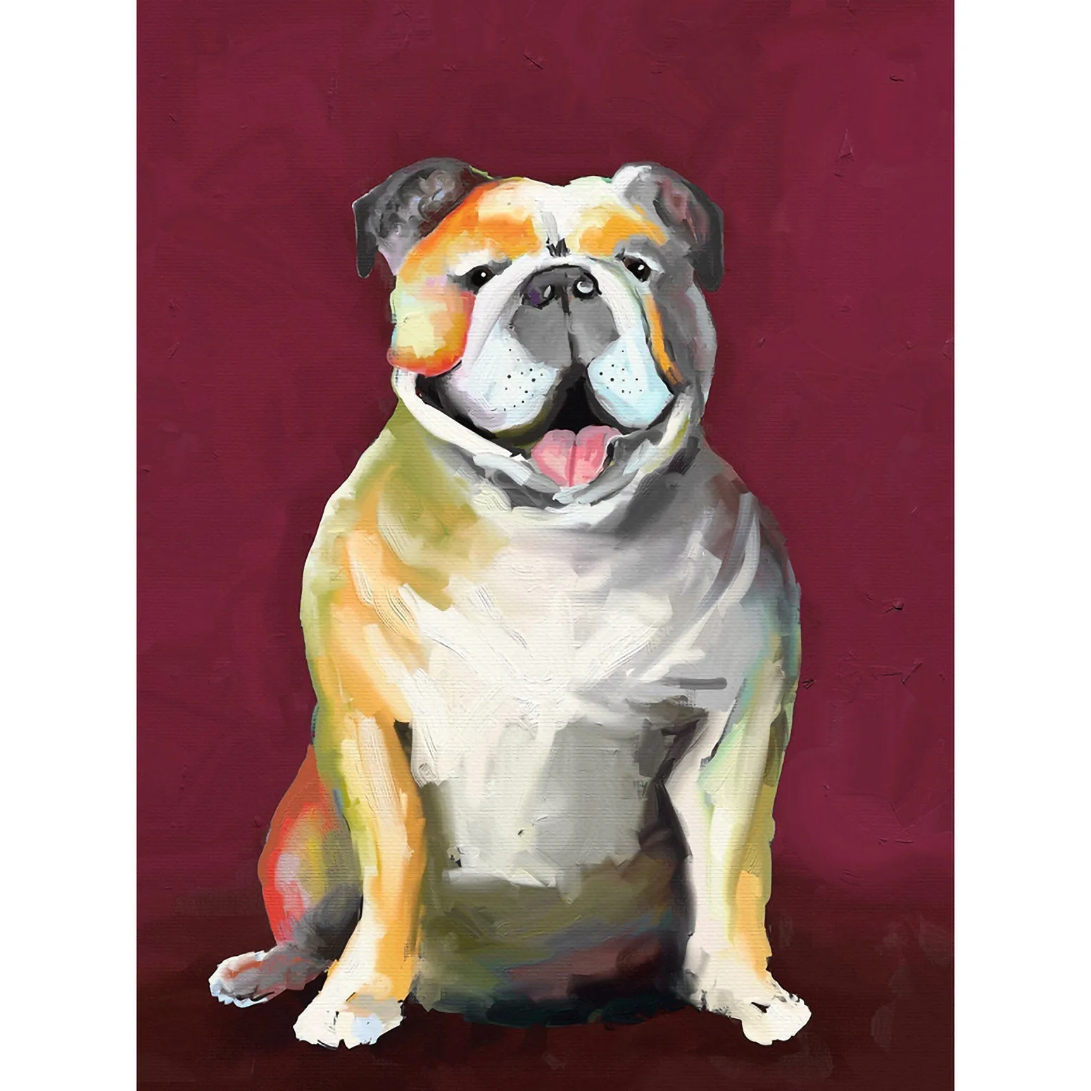 Best Friend - Bulldog On Maroon Canvas Wall Art