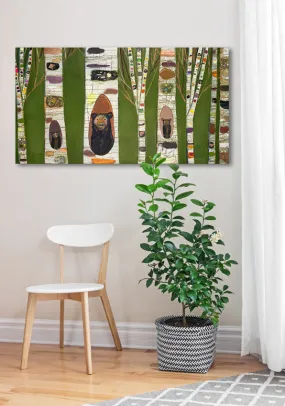 Black Bear Birch Tree Forest Canvas Wall Art