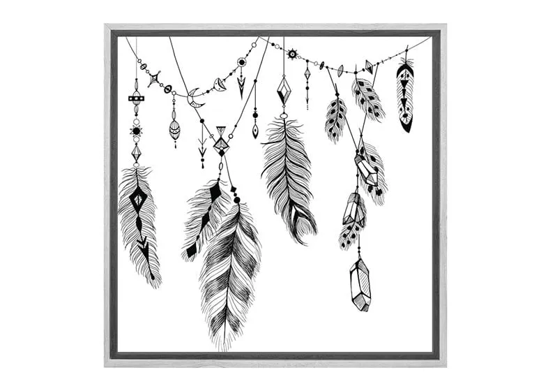 Black Boho Feathers | Canvas Wall Art Print