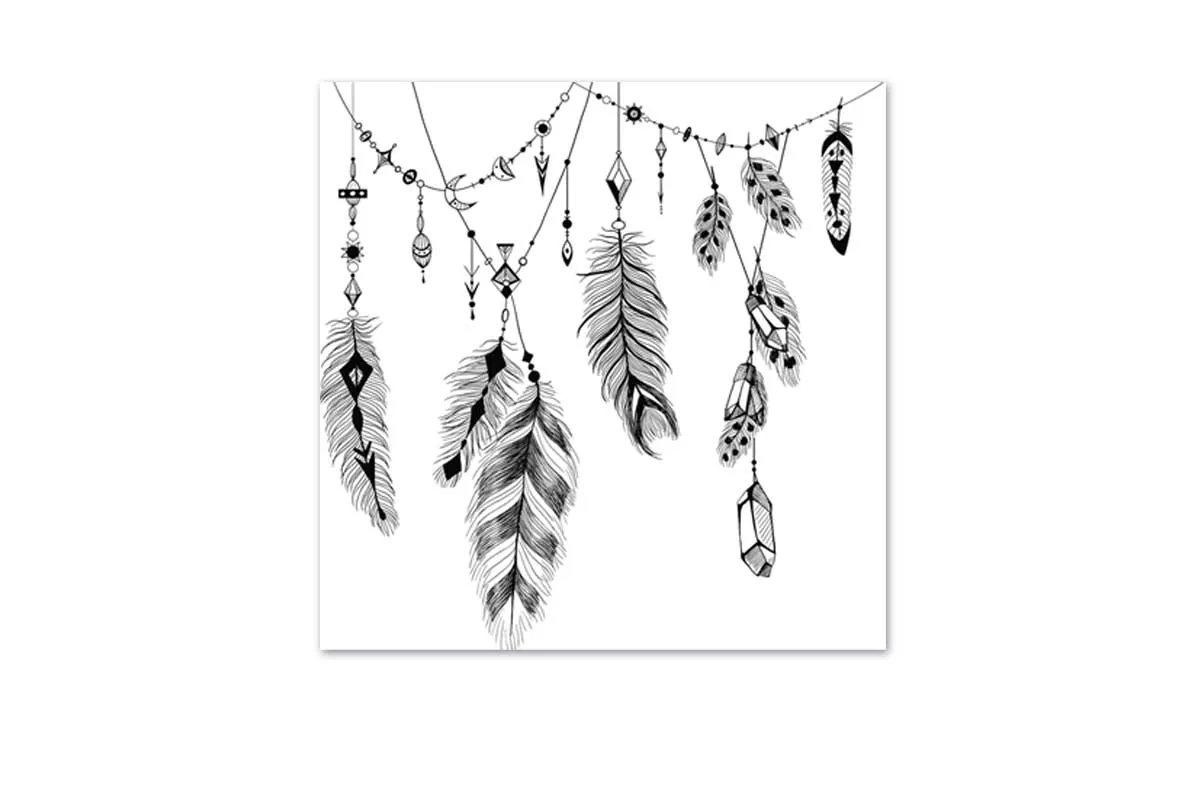 Black Boho Feathers | Canvas Wall Art Print