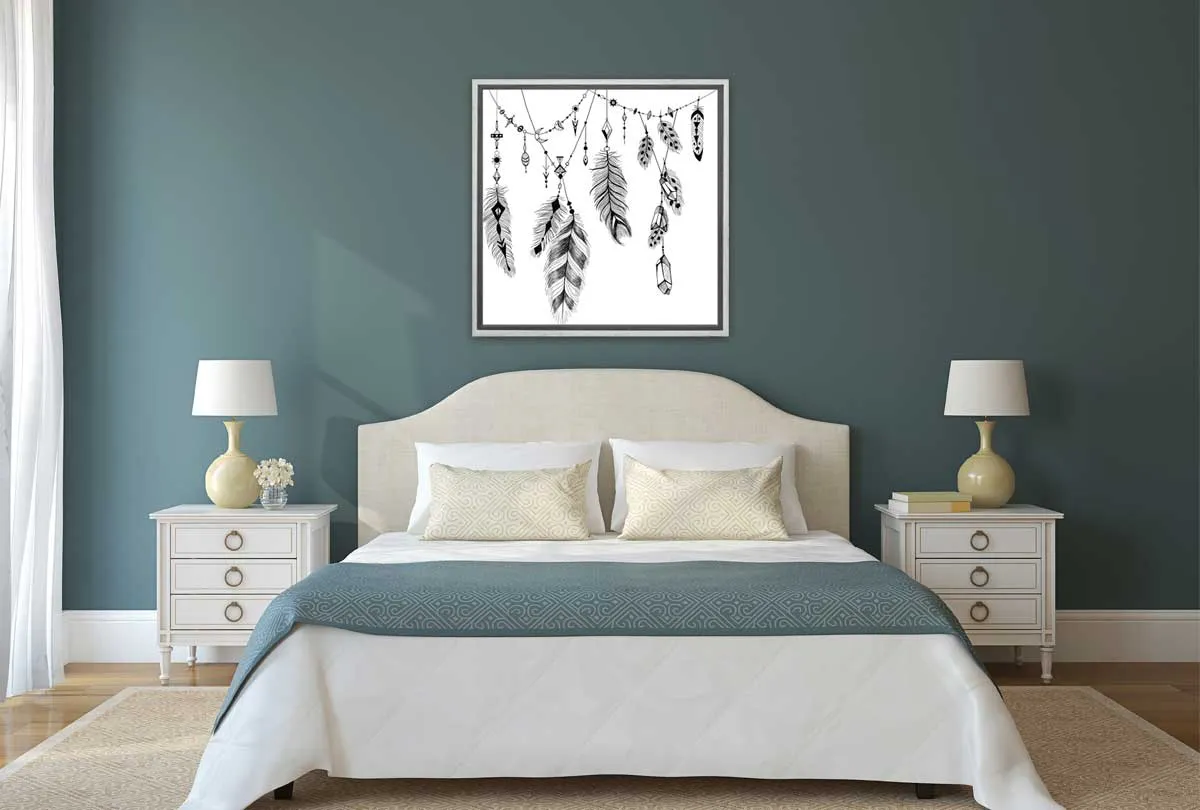 Black Boho Feathers | Canvas Wall Art Print
