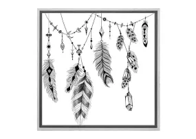 Black Boho Feathers | Canvas Wall Art Print