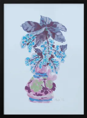 Blooming Vase In Blue - Stretched Canvas, Poster or Fine Art Print