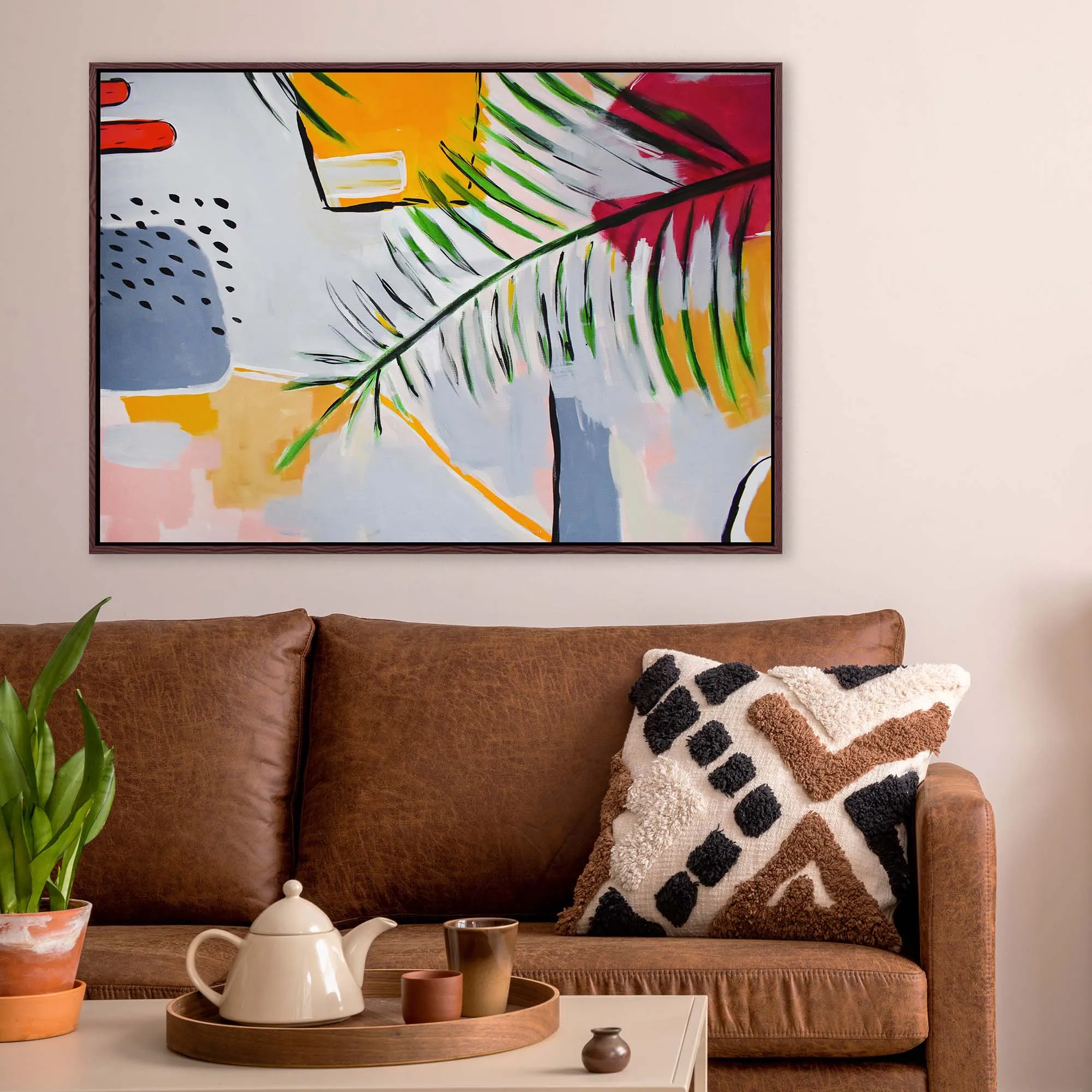 Botanical Abstract Leaf Framed Canvas