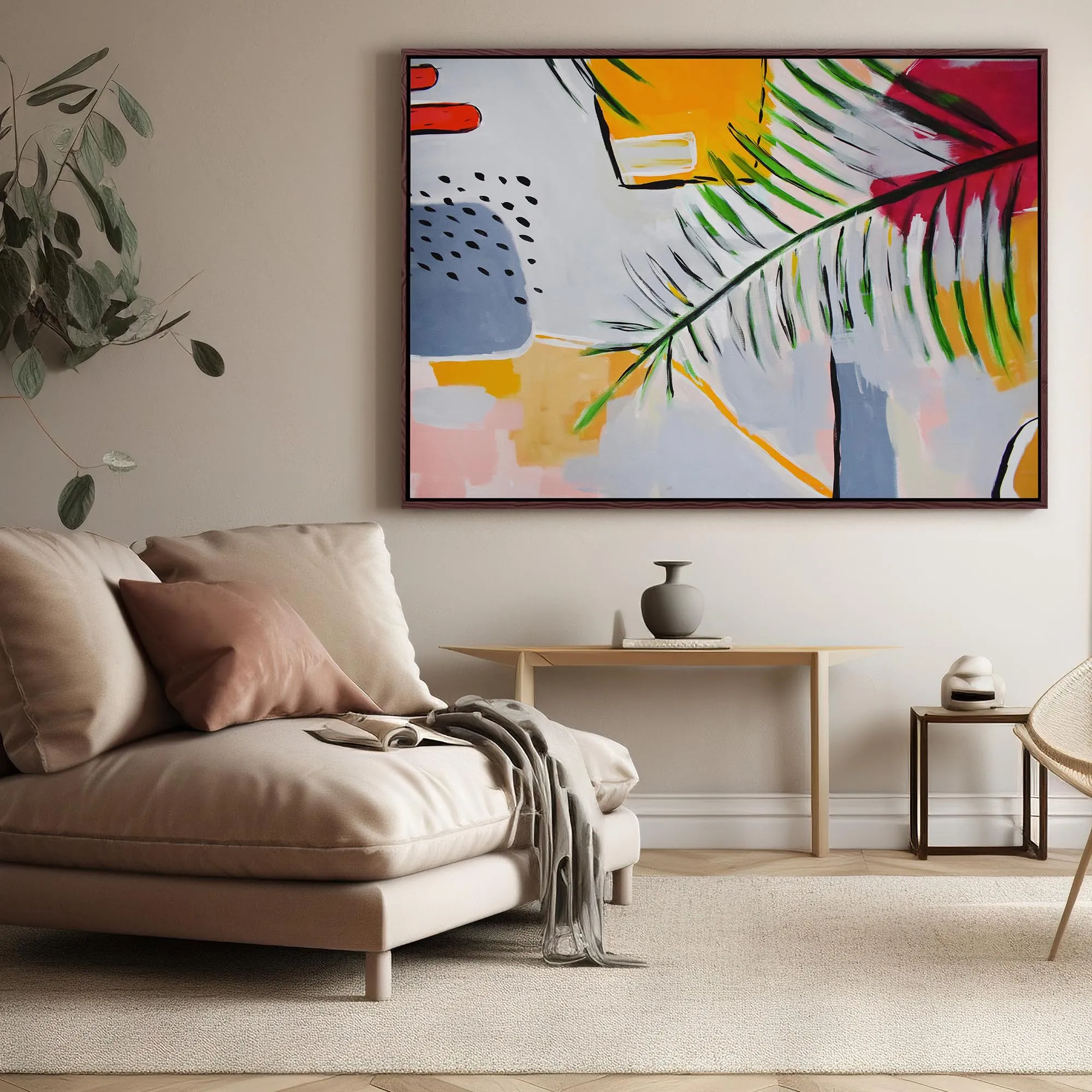 Botanical Abstract Leaf Framed Canvas