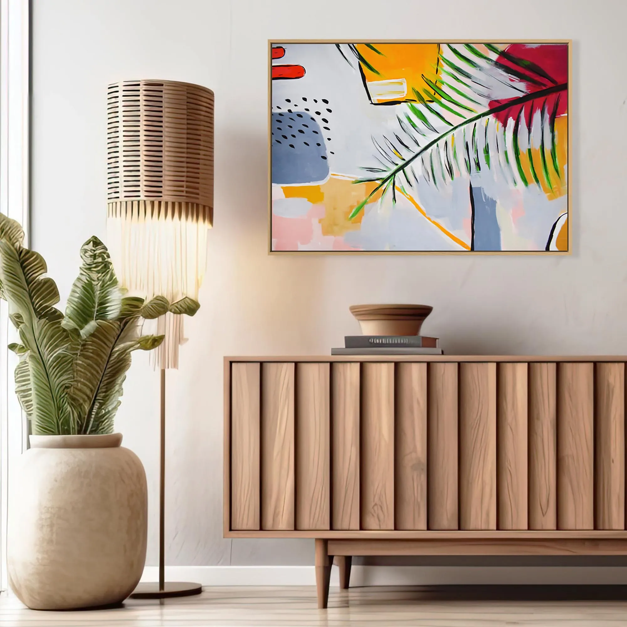 Botanical Abstract Leaf Framed Canvas