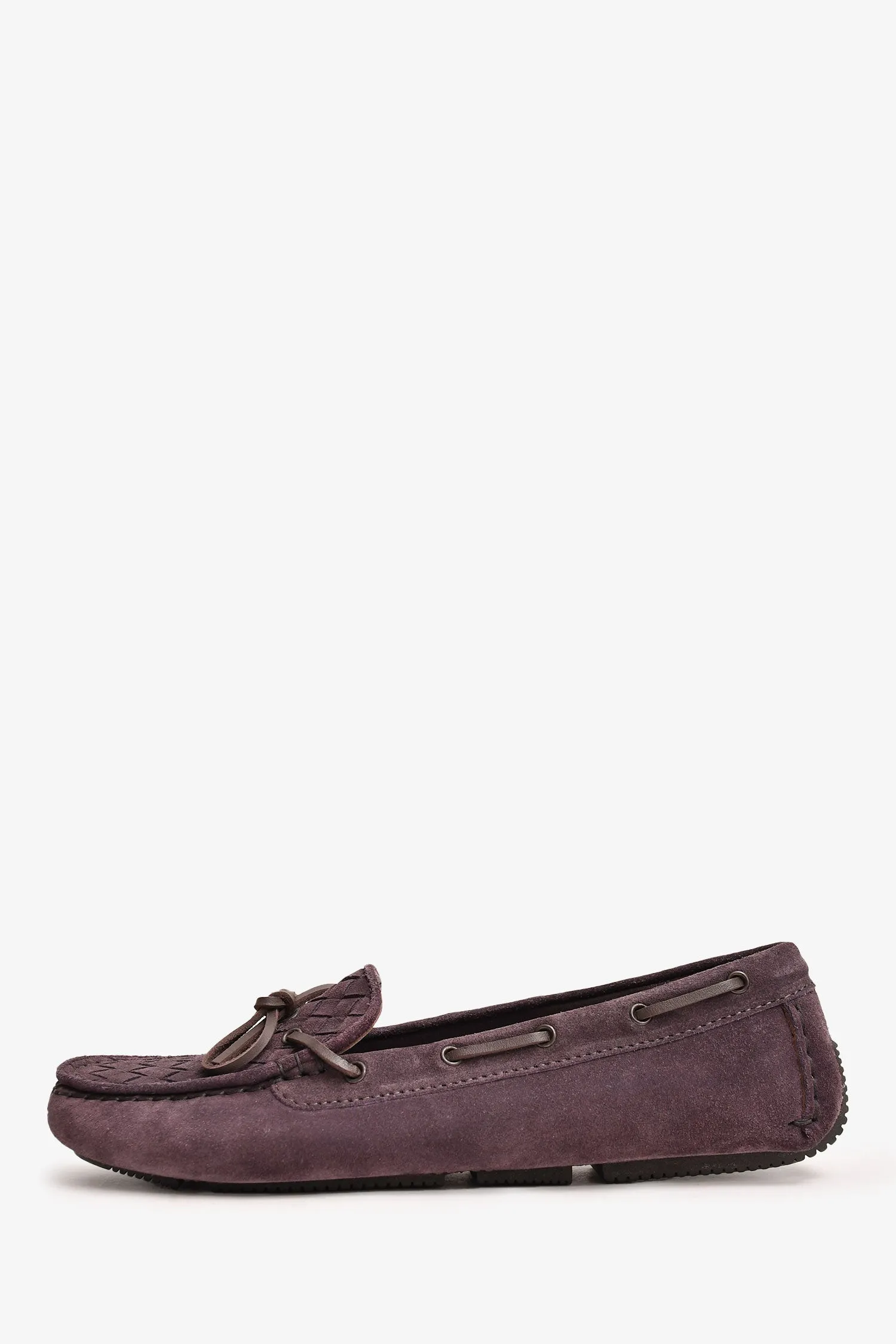 Bottega Veneta Purple Intrecciato Suede Driving Loafers Size 37