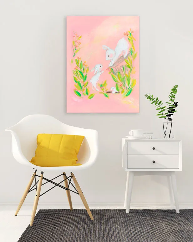 Bunny Family Canvas Wall Art