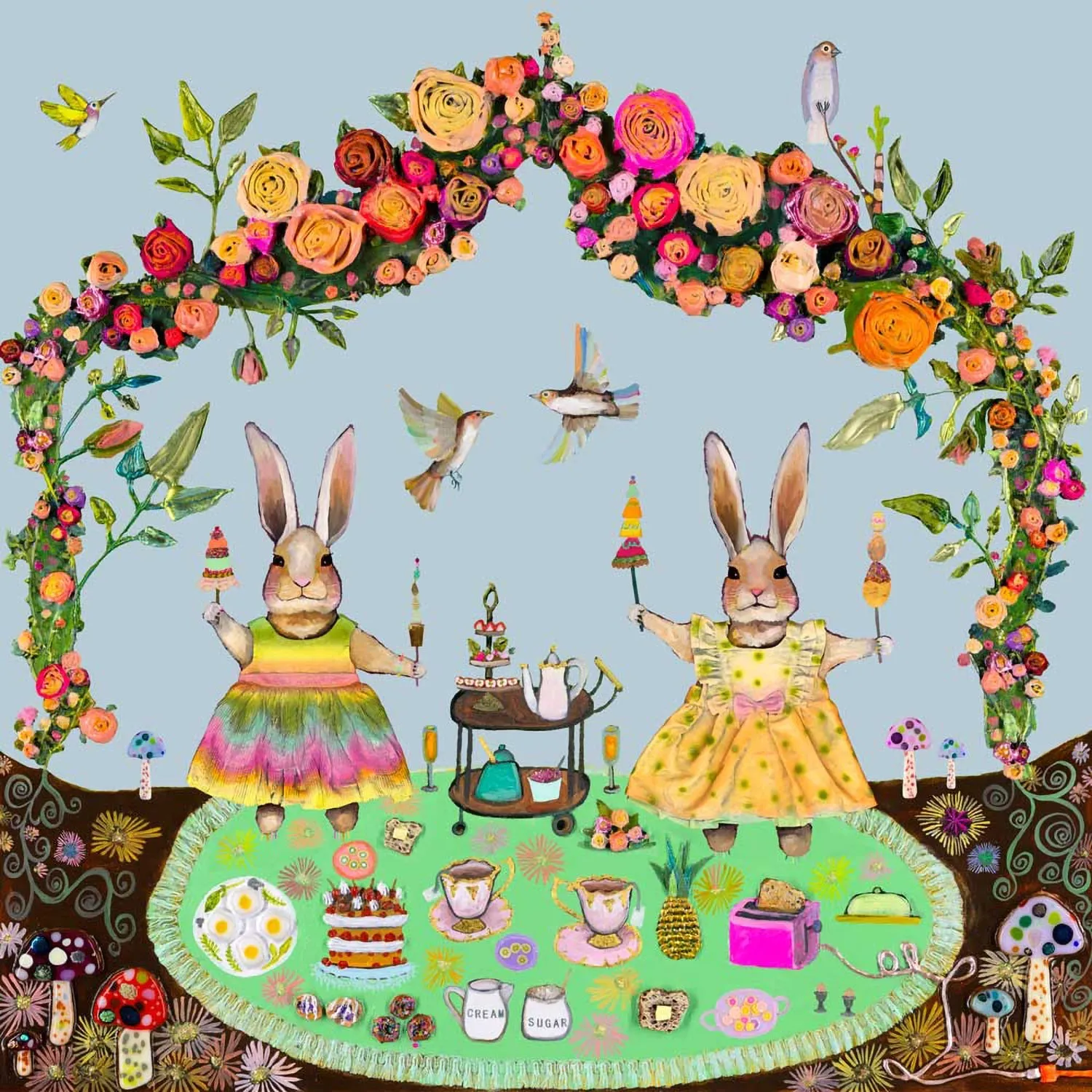Bunny Tea Party Canvas Wall Art