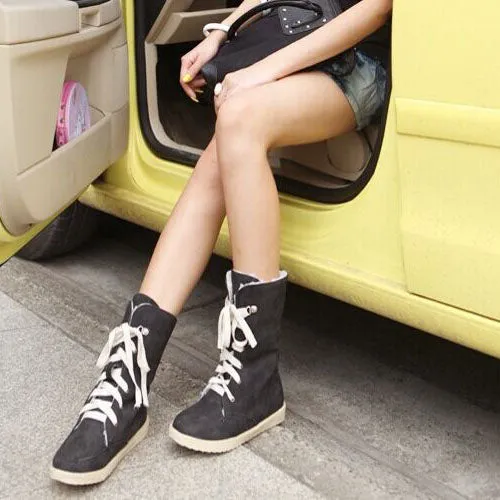 Candy Color Round Toe Lace Up Half Martin Boots
