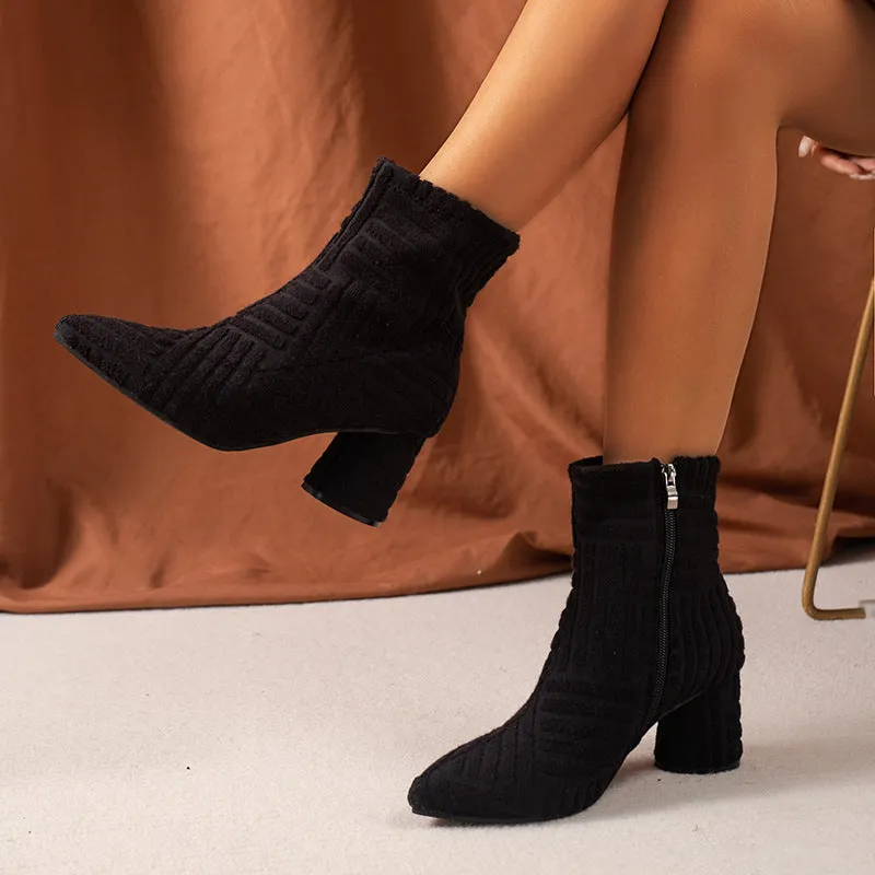Casual Thick-heeled High-heeled Pointed Boots