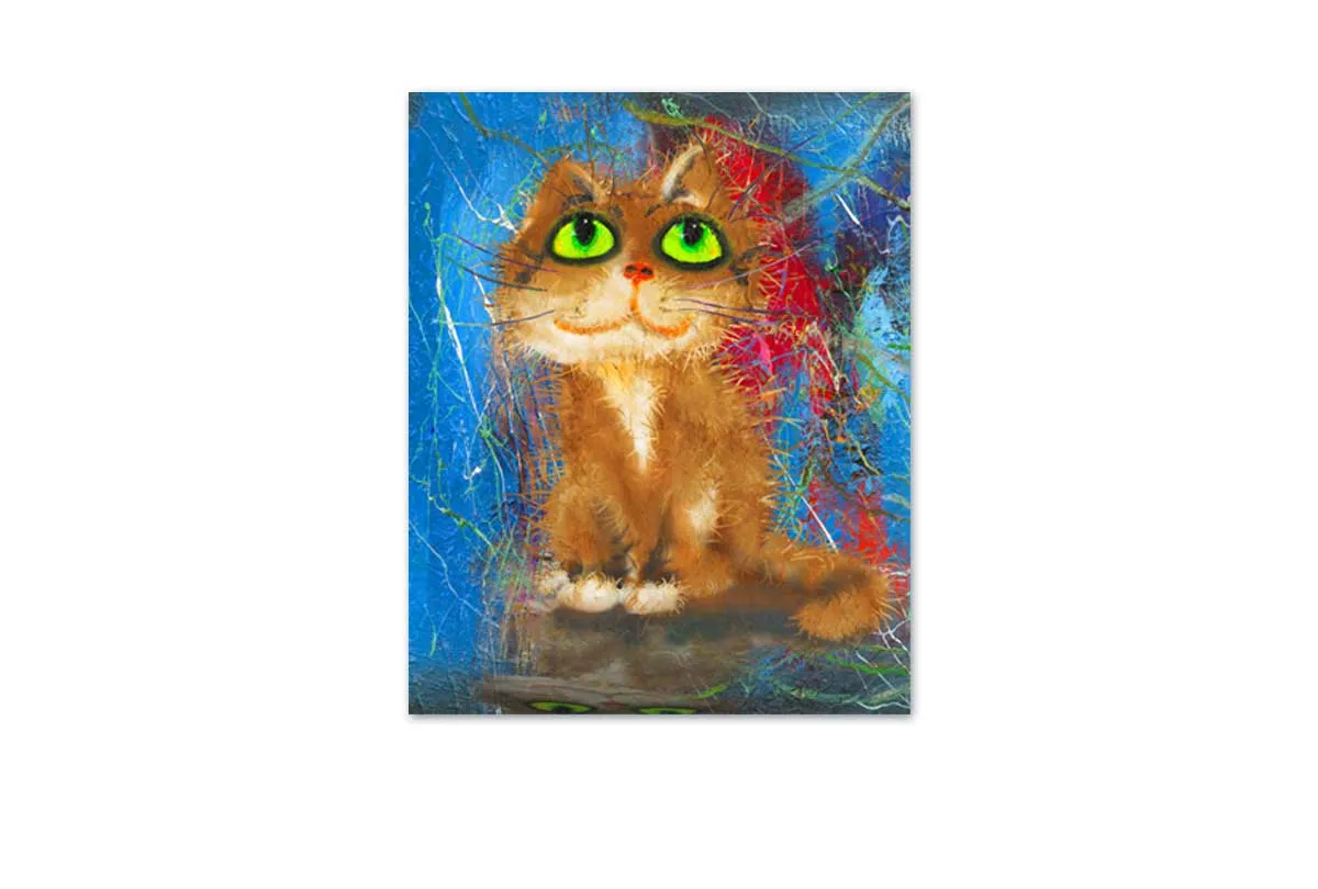 Cat Series | Green Eyes | Canvas Wall Art Print