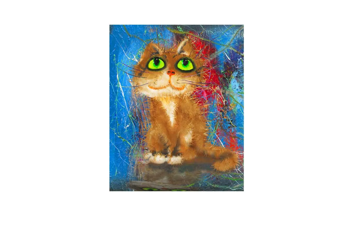 Cat Series | Green Eyes | Canvas Wall Art Print