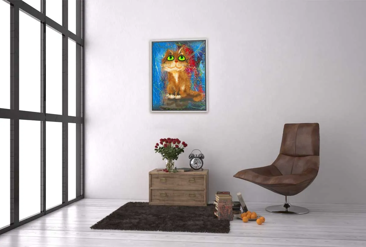 Cat Series | Green Eyes | Canvas Wall Art Print