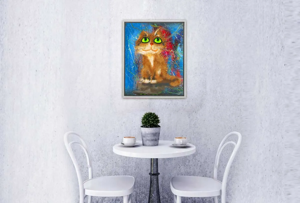 Cat Series | Green Eyes | Canvas Wall Art Print