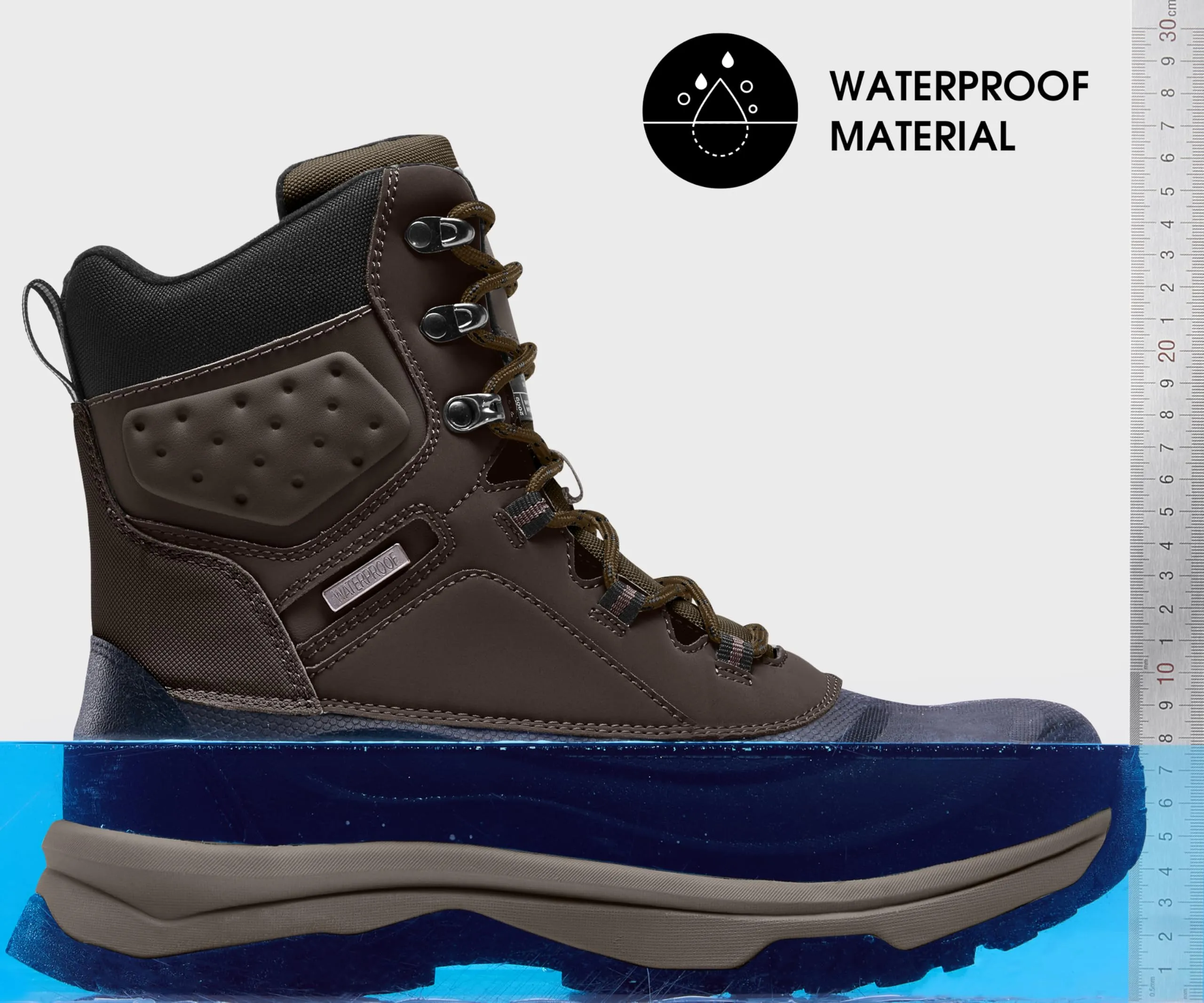 Coostar Snow Boots for Men Insulated Waterproof Winter Boots Outdoor Boot for Cold Weather Dark Brown Size 8
