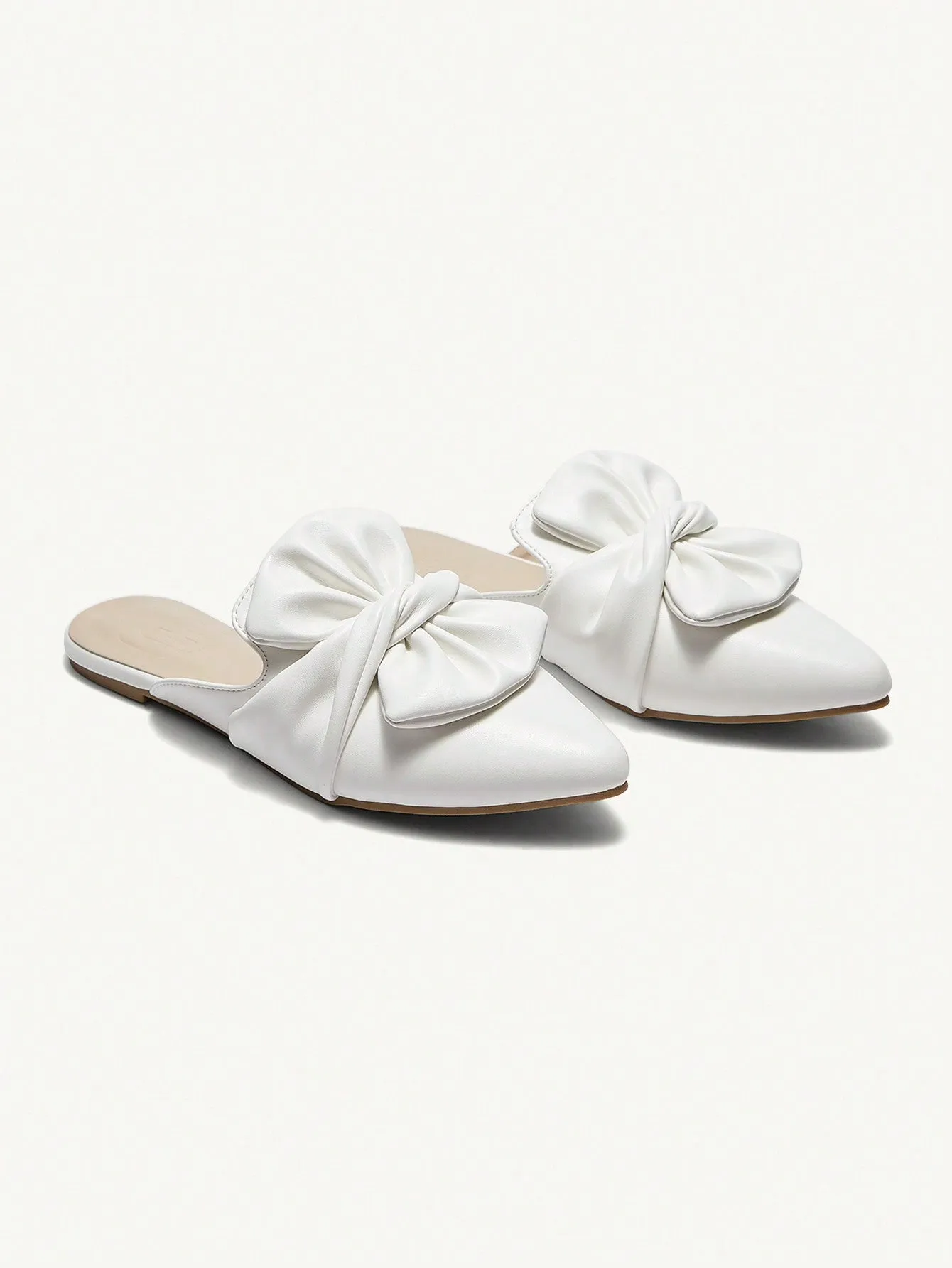 CUCCOO CHICEST Women's Fashionable White Flat Shoes With Large Bow Decoration And Slip-On Design