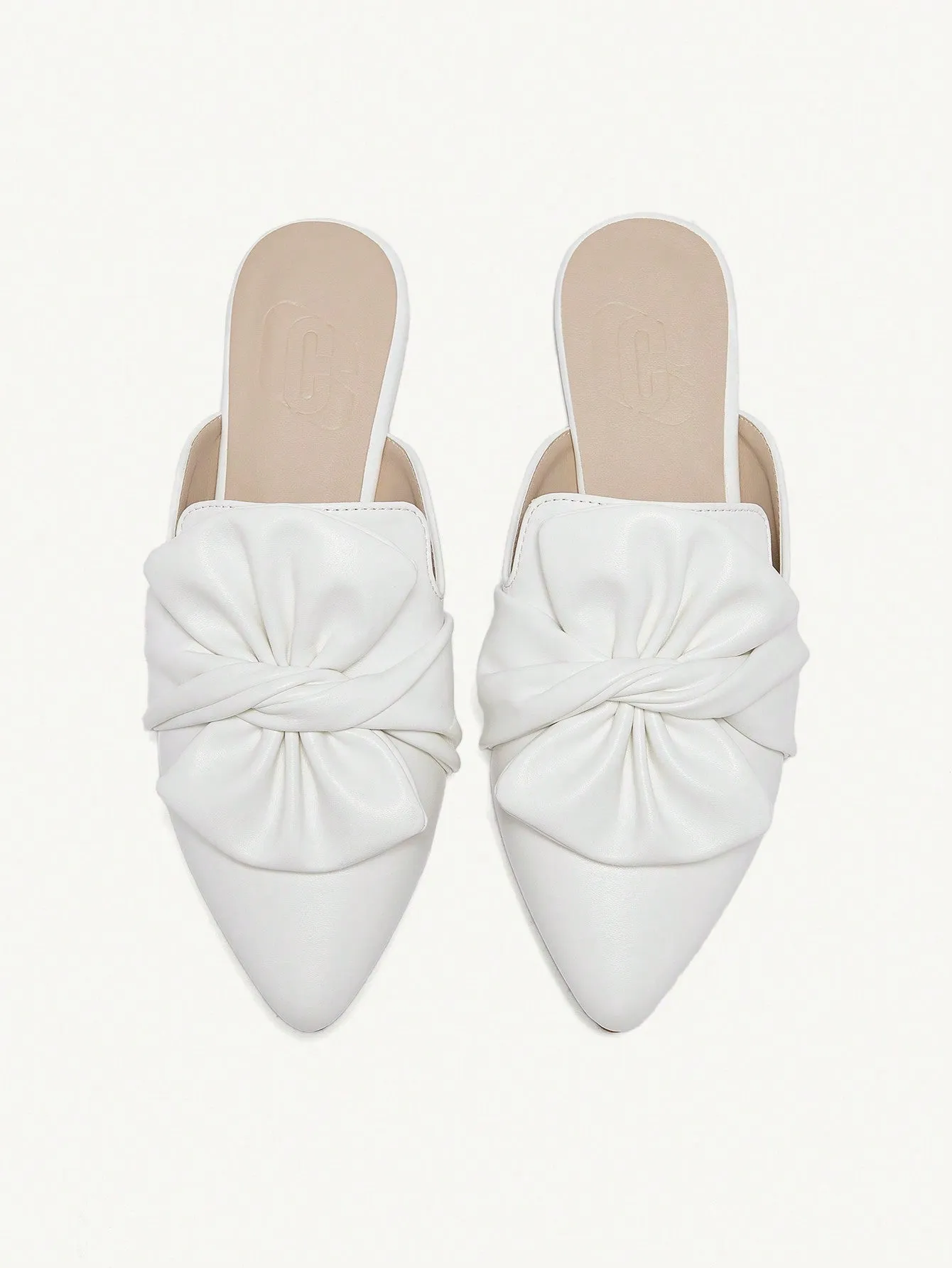 CUCCOO CHICEST Women's Fashionable White Flat Shoes With Large Bow Decoration And Slip-On Design