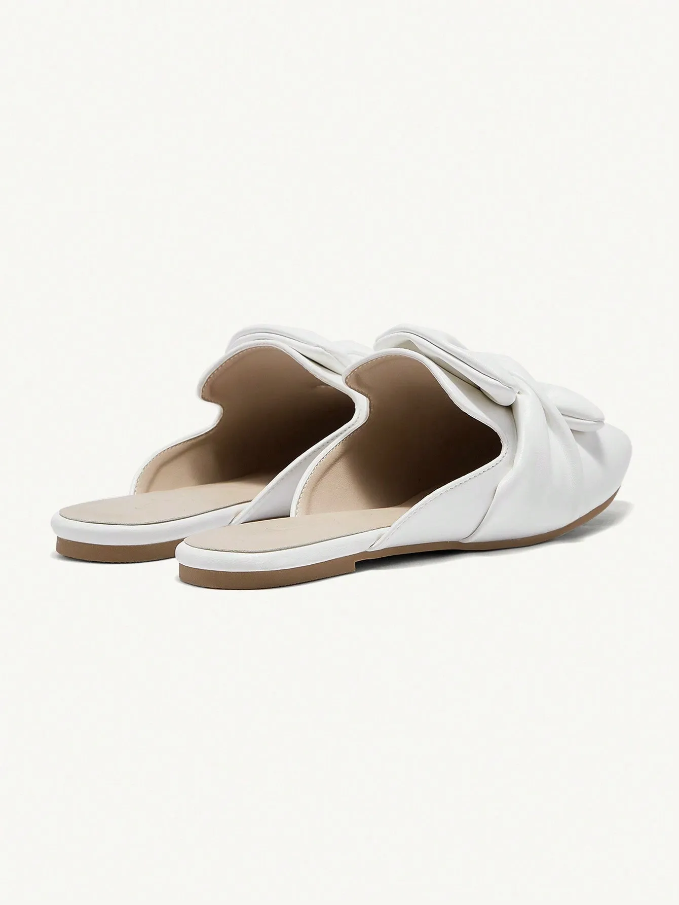 CUCCOO CHICEST Women's Fashionable White Flat Shoes With Large Bow Decoration And Slip-On Design