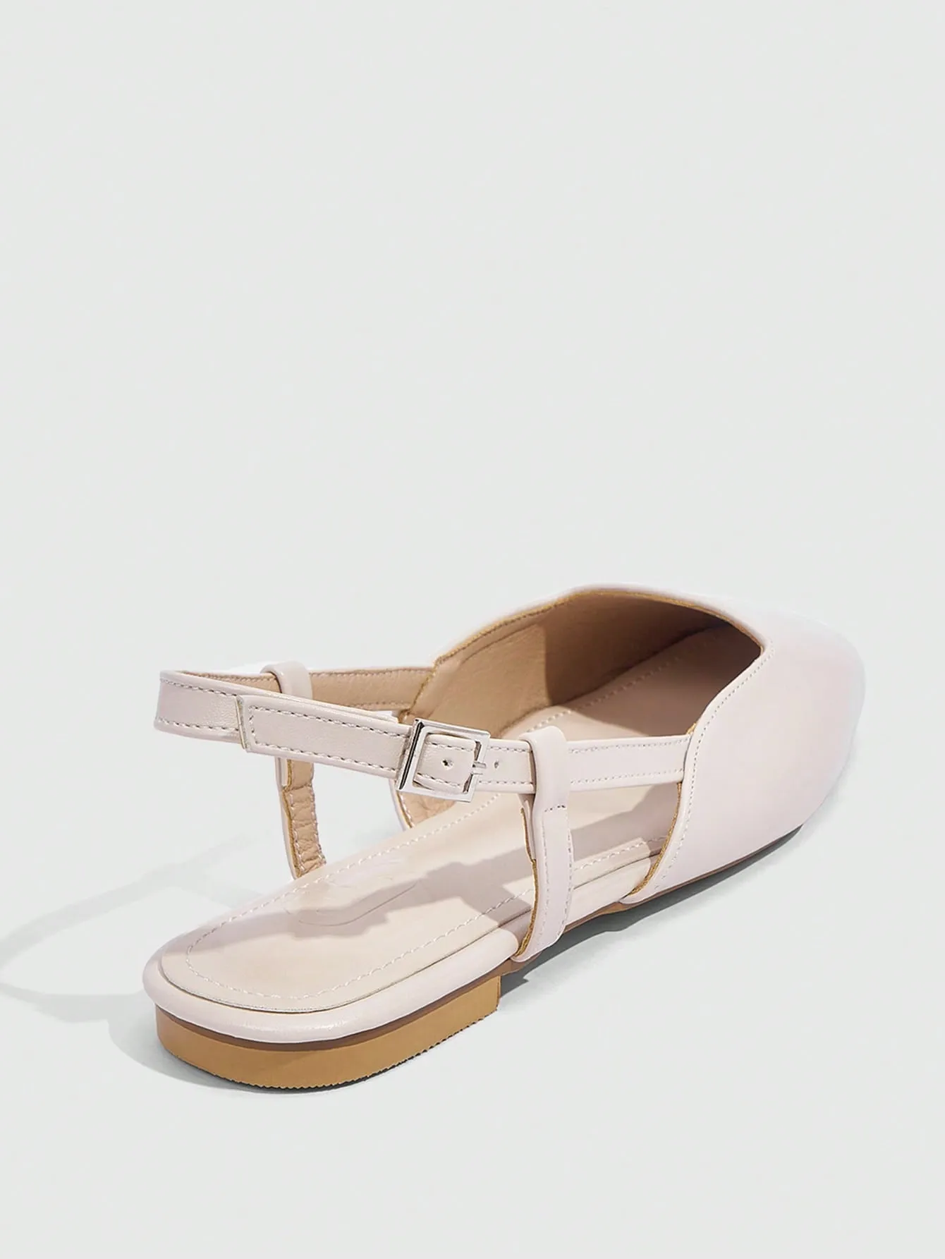 CUCCOO CURVES CUCCOO Plus-Size Square Toe Slip-On Flat Shoes With Back Strap