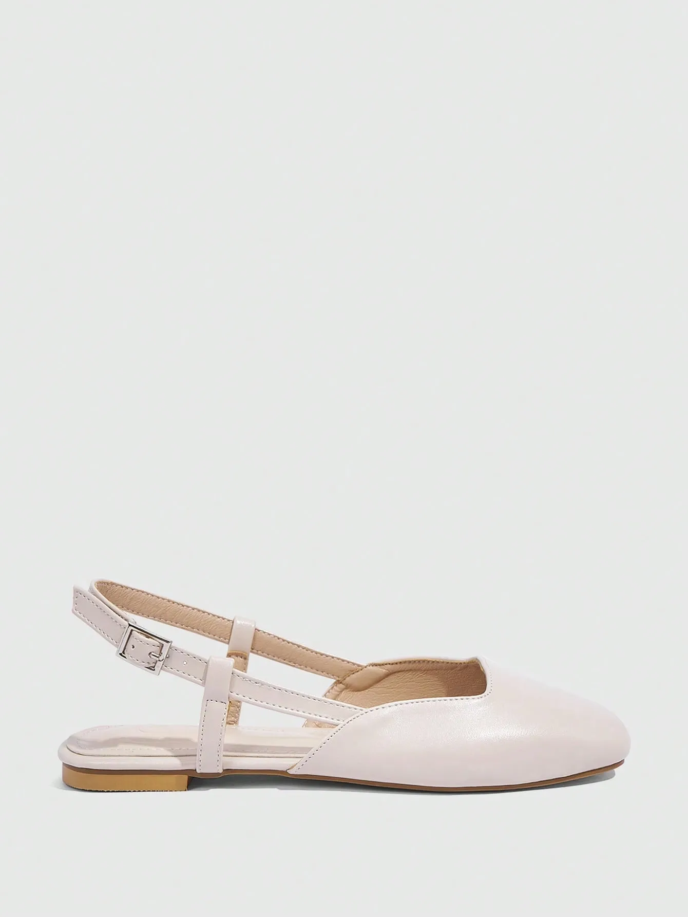 CUCCOO CURVES CUCCOO Plus-Size Square Toe Slip-On Flat Shoes With Back Strap