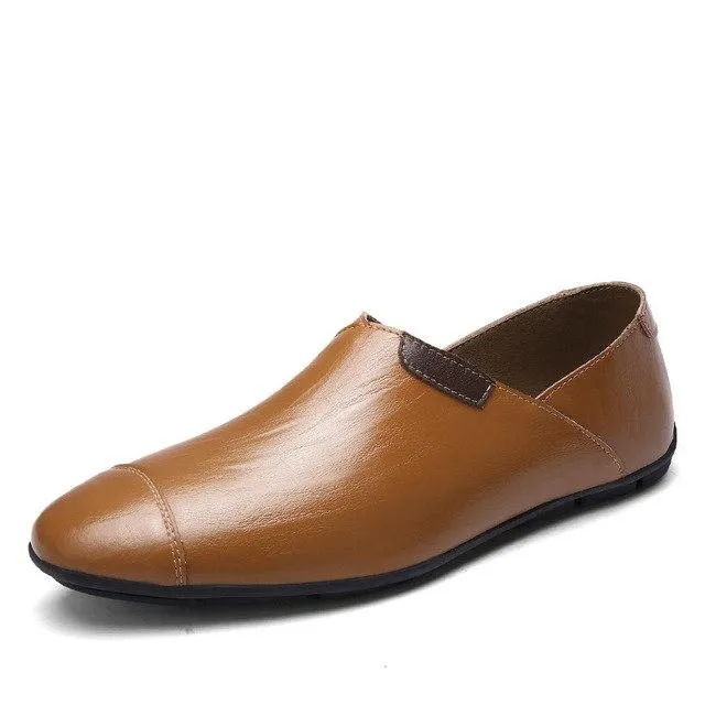 Fashion Genuine Leather Slip on Casual Men's Loafers Driving Shoes
