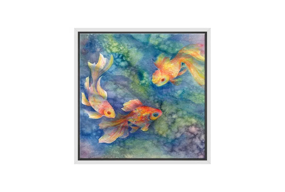 Goldfish in Pond Watercolour | Canvas Wall Art Print