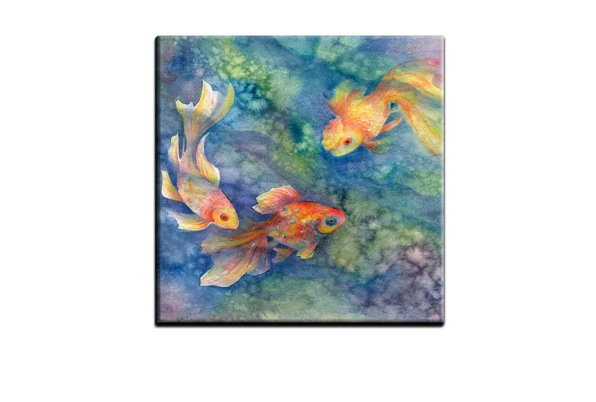 Goldfish in Pond Watercolour | Canvas Wall Art Print