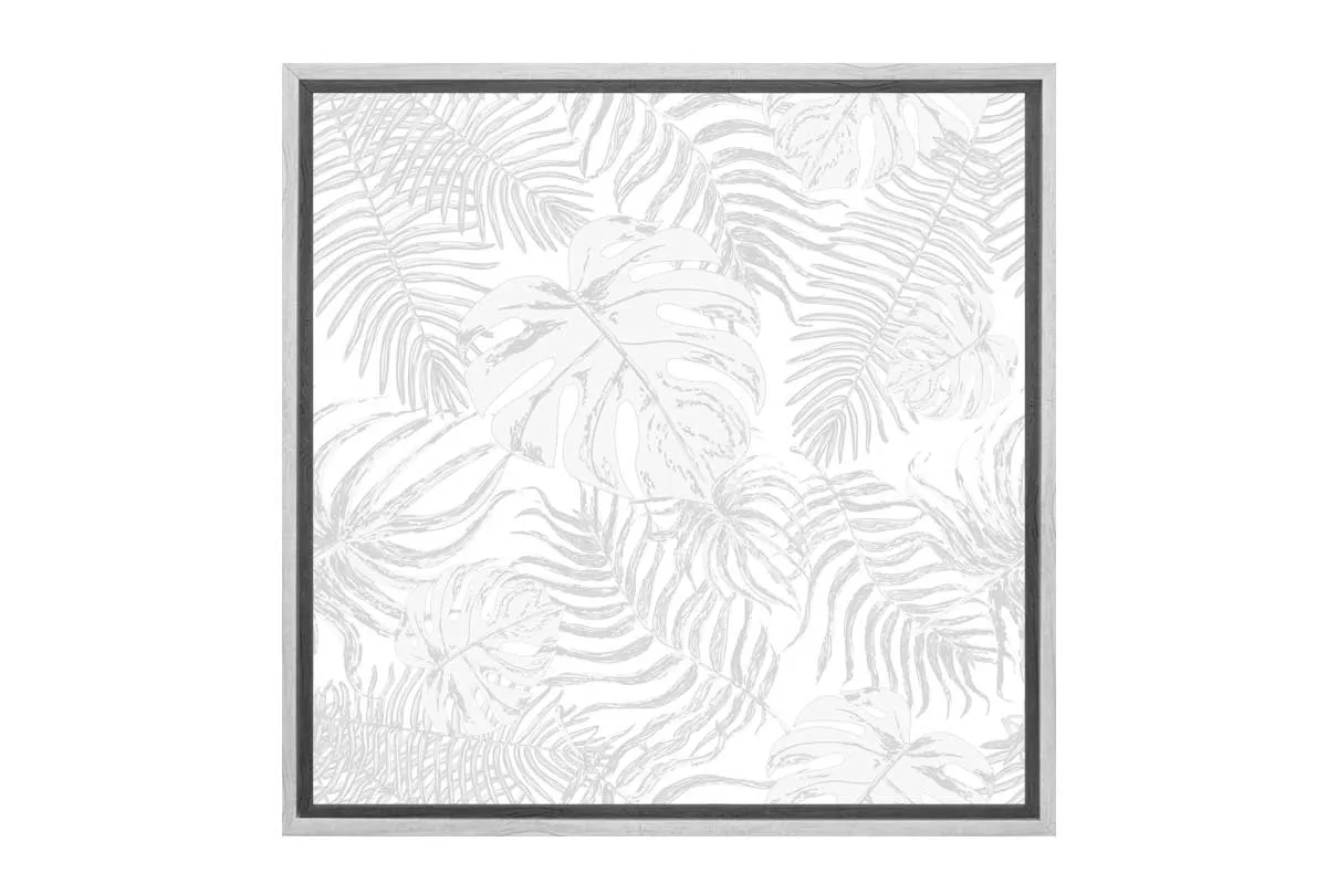 Grey Monstera & Palm leaves | Canvas Wall Art Print