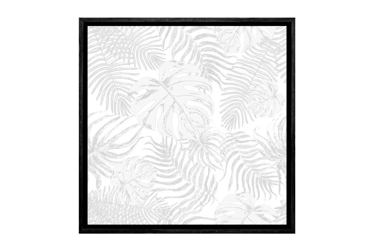 Grey Monstera & Palm leaves | Canvas Wall Art Print