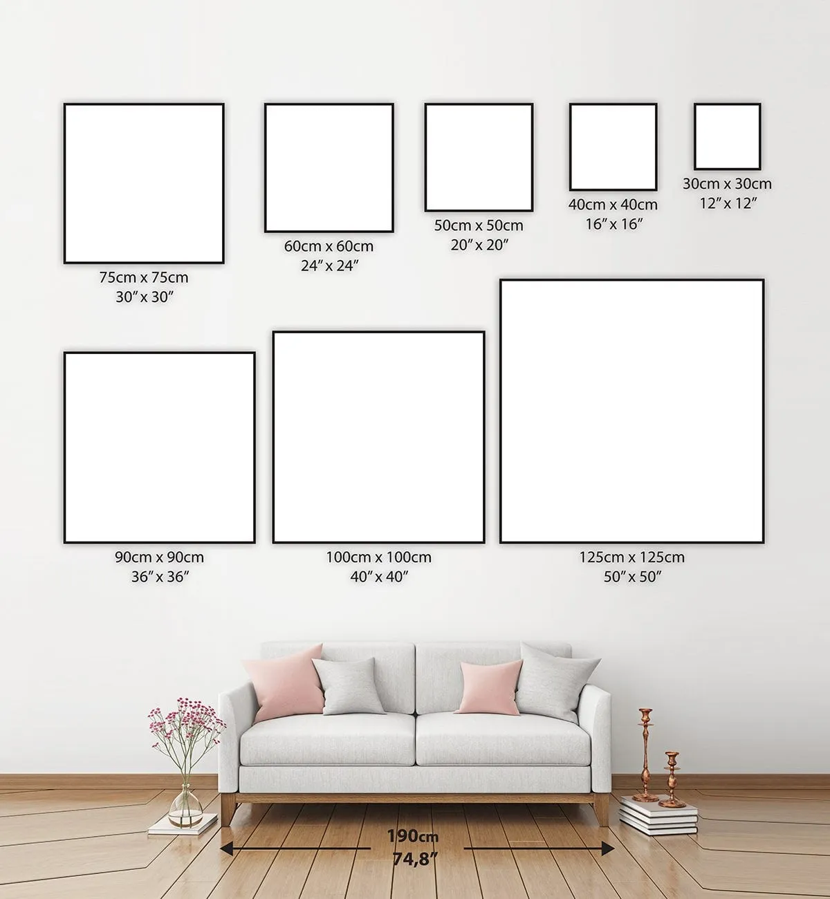 Grey Monstera & Palm leaves | Canvas Wall Art Print
