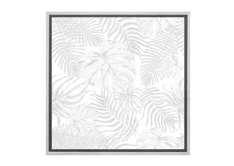 Grey Monstera & Palm leaves | Canvas Wall Art Print