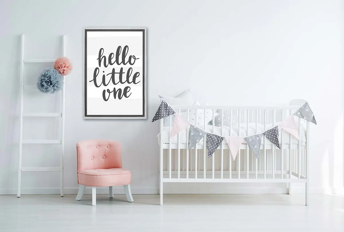 Hello Little One Grey | Scandinavian Kid's Wall Art Print