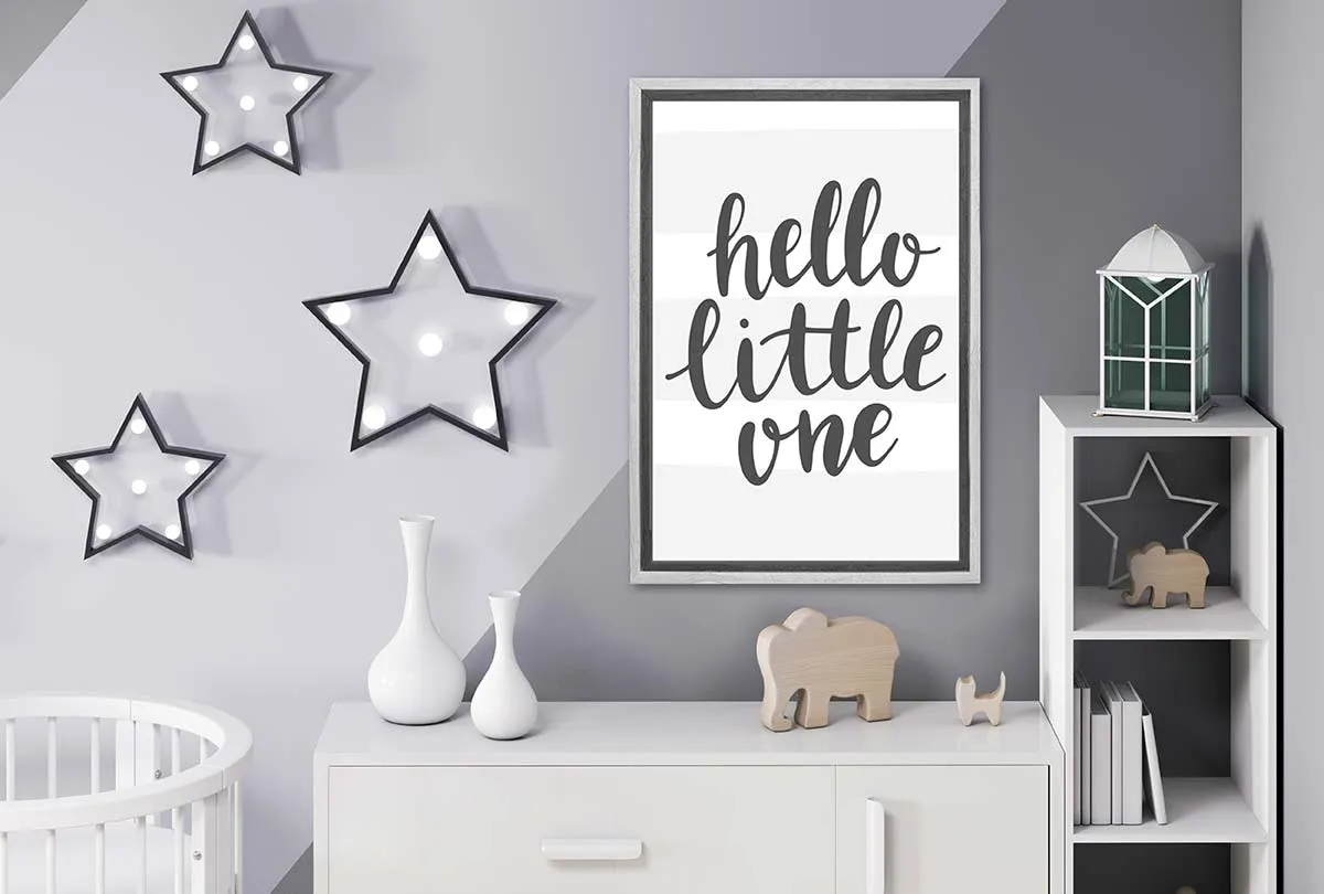 Hello Little One Grey | Scandinavian Kid's Wall Art Print