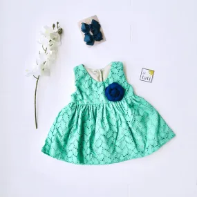 Iris Dress in Jade Leaves Eyelet