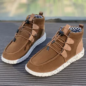 kamames Barrel Women's Suede Cotton Boots 2024 New Elastic Belt Martin Boots Large Size Cotton Shoes High Upper Cloth Casual Shoes