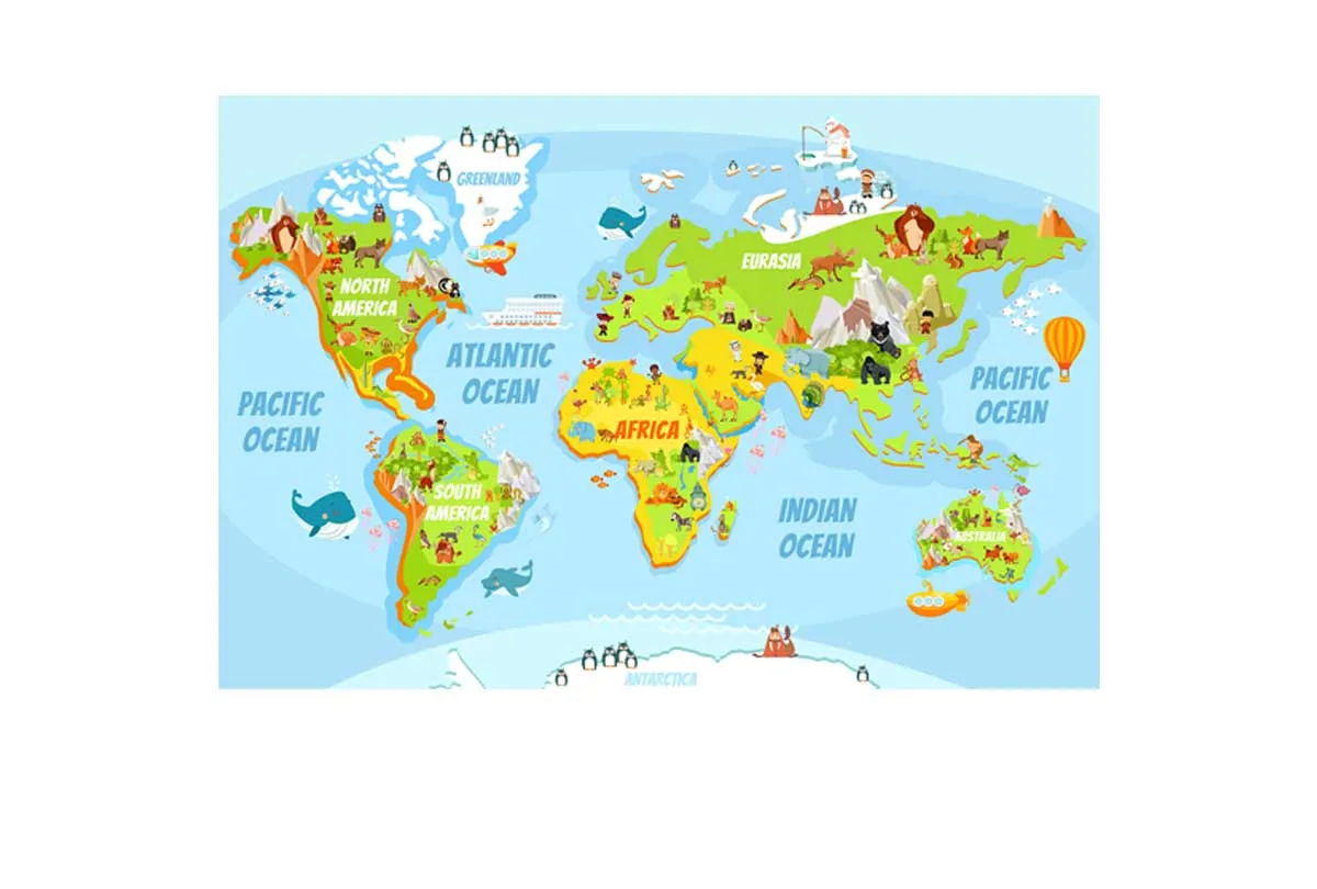Kids World Map | Canvas Wall Art Print