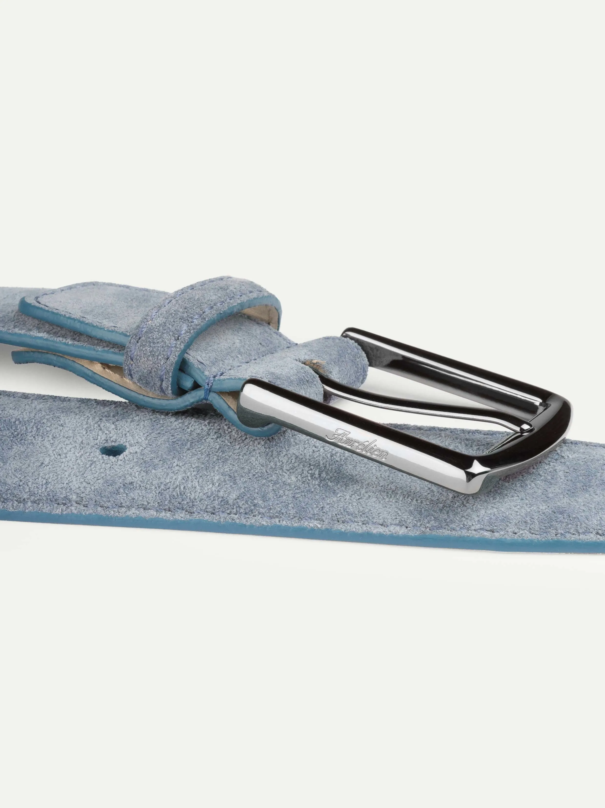 Light Blue Suede Leather Belt