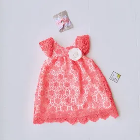 Magnolia Dress in Coral Pink Lace