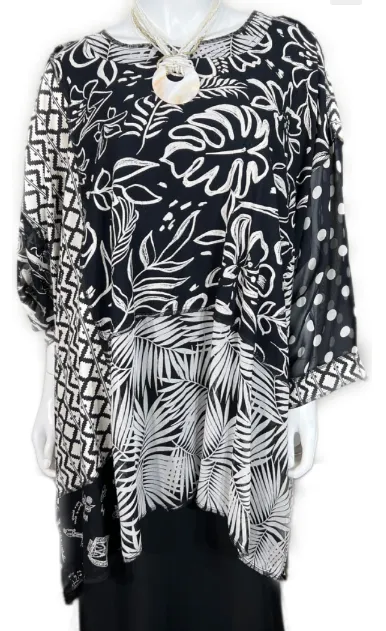 Mosaic hi-low Tunic Top Boho Hippie Chic Resort Wear Sml-10X